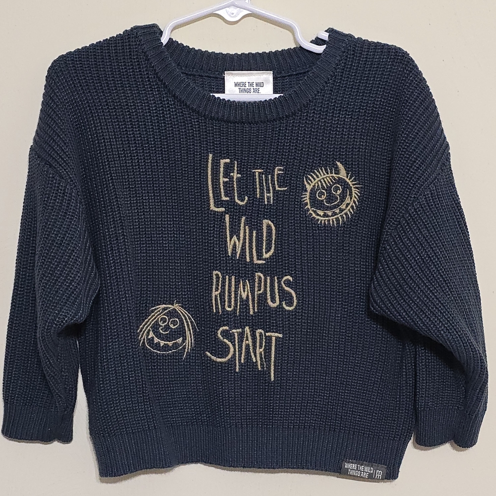 Navy Blue Kids Sweater - Let the Wild Rumpus Start